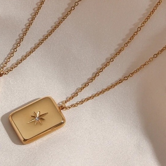 New 18k Gold Plated Zircon Sunburst Layering Necklace - Picture 9 of 14